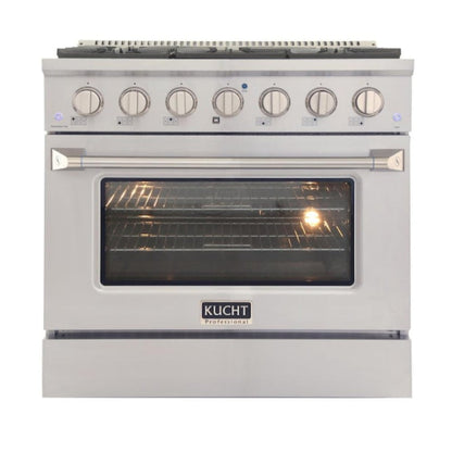 Kucht Professional 36 in. Propane Gas Burner/Electric Oven Range in Stainless Steel with Silver Knobs -  KDF362/LP-S