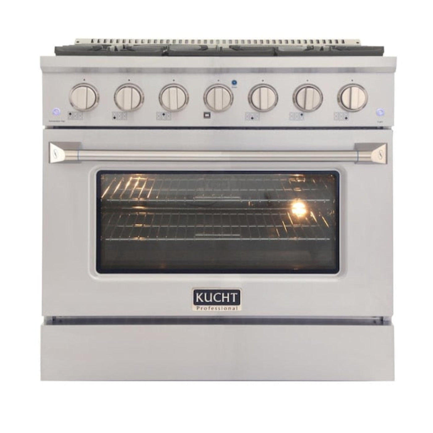 Kucht Professional 36 in. Propane Gas Burner/Electric Oven Range in Stainless Steel with Silver Knobs -  KDF362/LP-S
