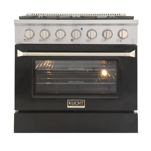 Kucht Professional 36 in. 5.2 cu ft. Natural Gas Range with Black Door and Silver Knobs -  KNG361-K