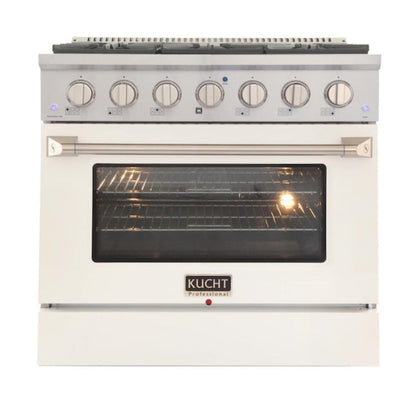 Kucht 36" Pro-Style Propane Gas Dual Fuel Range with 4 Burners in White -  KDF362/LP-W