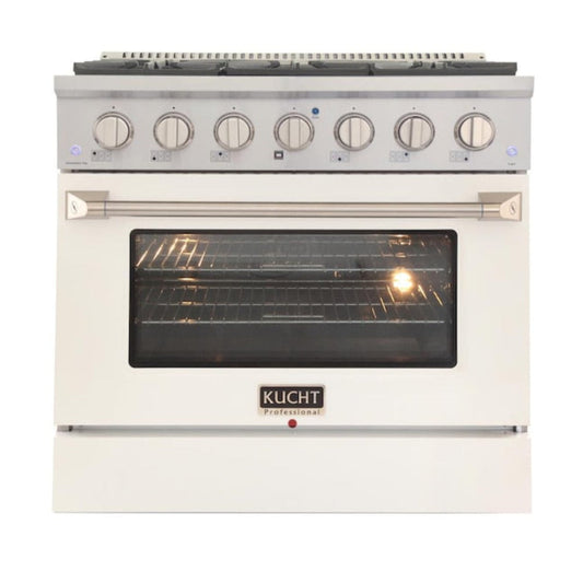 Kucht 36" Pro-Style Propane Gas Dual Fuel Range with 4 Burners in White -  KDF362/LP-W