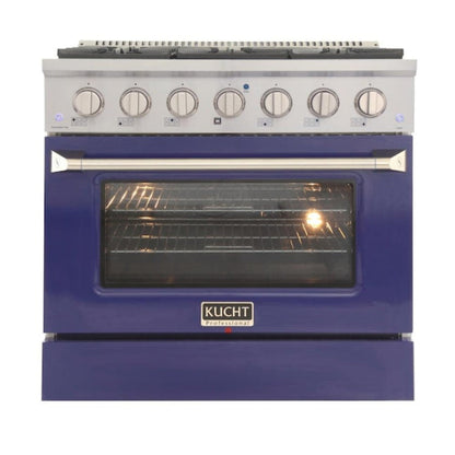 Kucht Professional 36 in. 5.2 cu ft. Natural Gas Range with Blue Door and Silver Knobs - KNG361-B