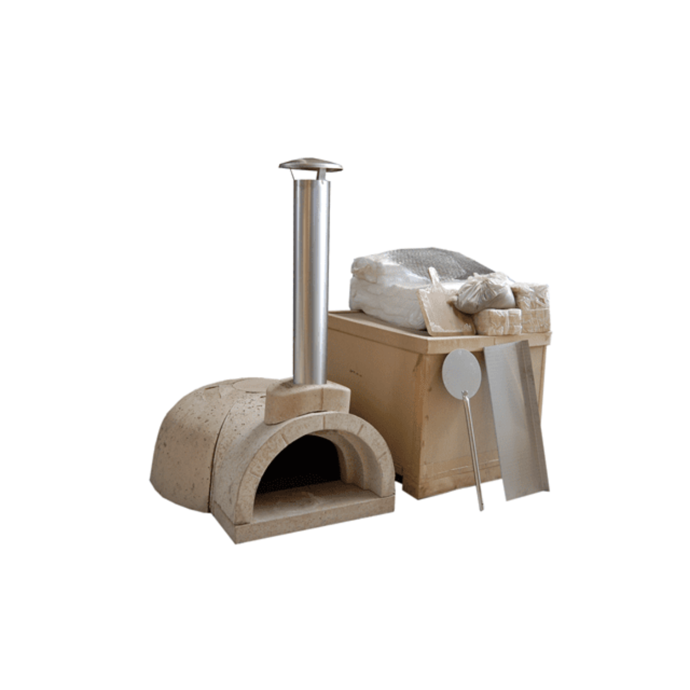 WPPO 37" x 38" x 23" DIY Tuscany Wood-Fired Outdoor Pizza Oven Kit with Stainless Steel Flue and Black Door WDIY-AD70 - WDIY-AD70