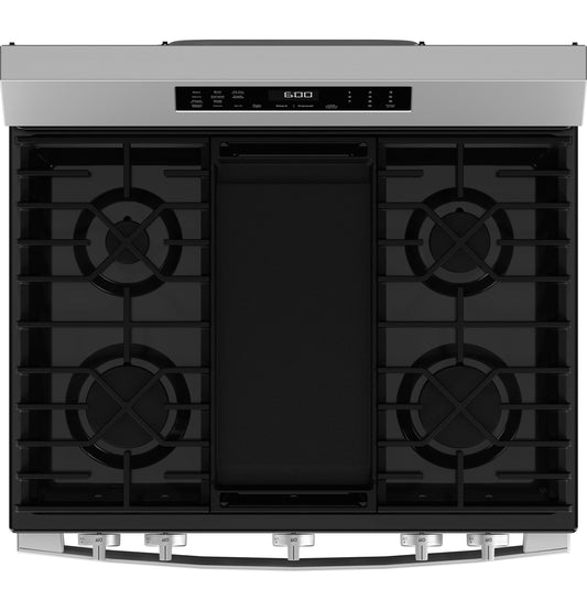 GE APPLIANCES GGF600AVSS GE(R) 30" Free-Standing Gas Convection Range with No Preheat Air Fry and EasyWash(TM) Oven Tray - GGF600AVSS-KT