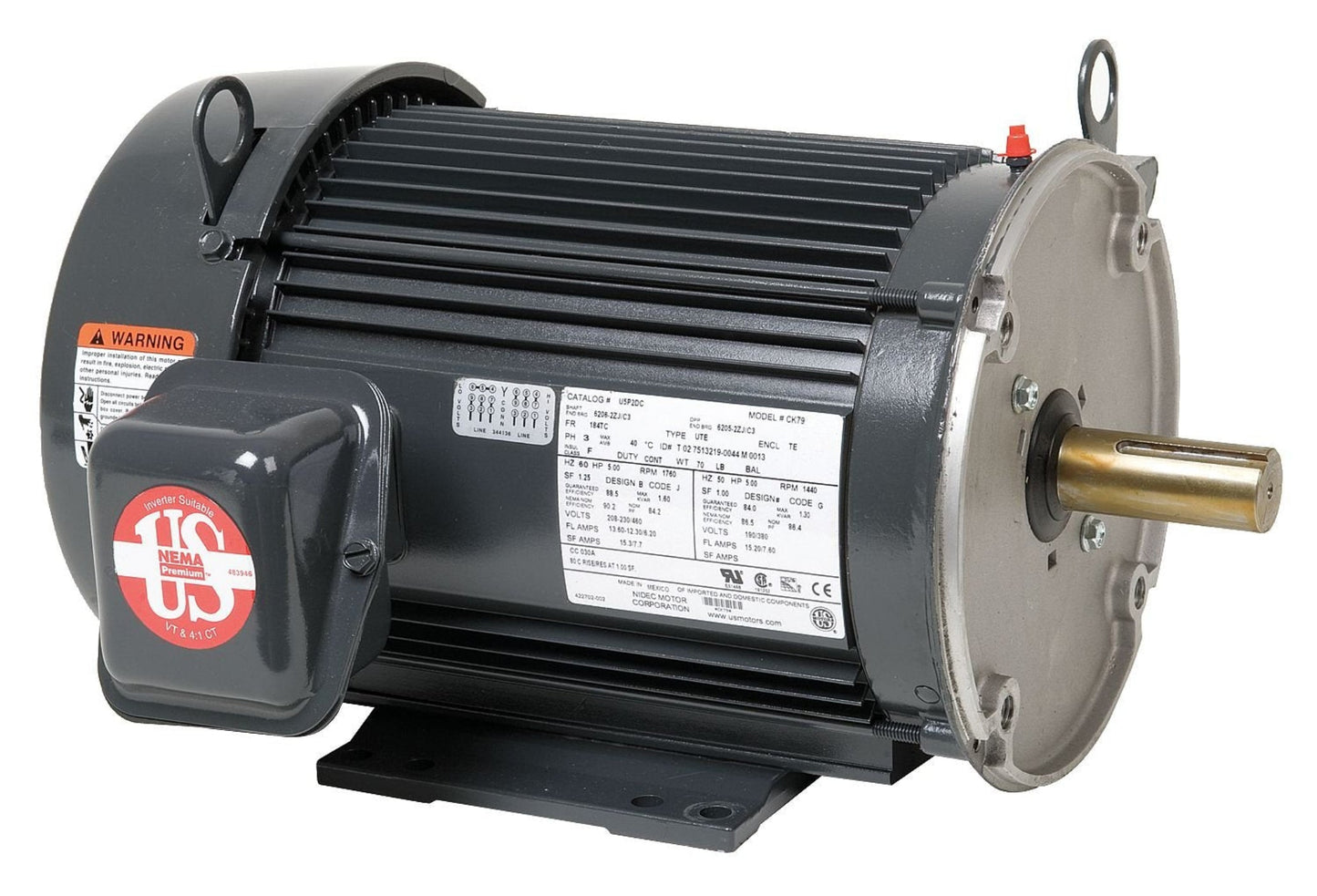 US Motors U32P1DC General Purpose Motor 1 1/2 HP 143TC Frame 230/460V AC - U32P1DC