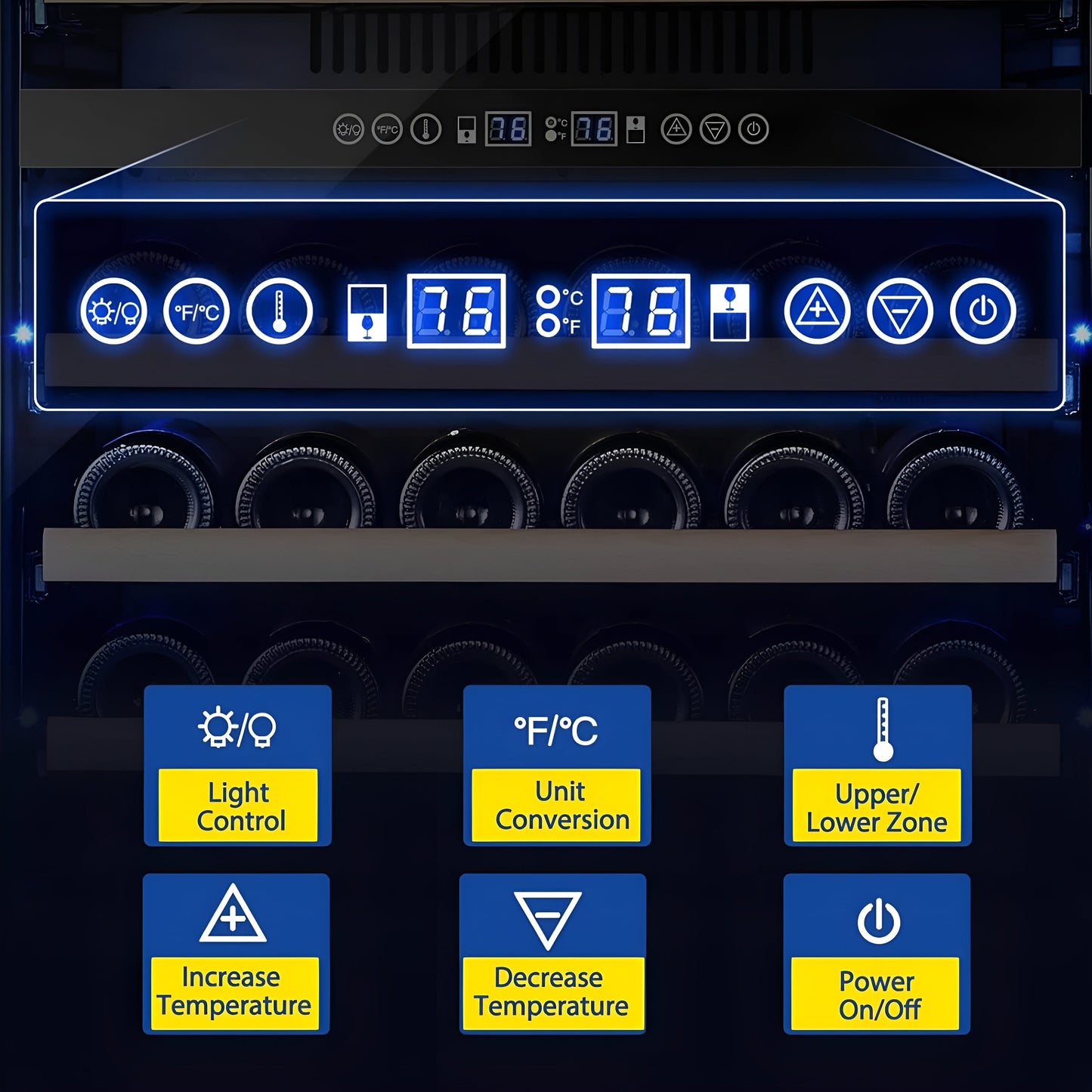 AOBOSI 24 inch ‎Wine Cooler 176 Bottles Capacity Dual Zone - YC-510B