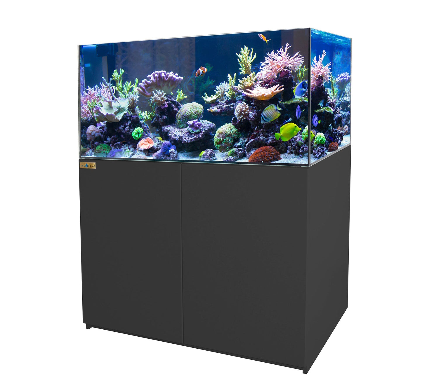 Aqua Dream 130 Gallon Coral Reef Aquarium Tank with Ultra Clear Glass and Built in Sump All Black REEF-1200-BK - REEF-1200-BK