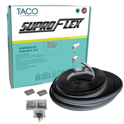 TACO Suproflex 60' Small Rub Rail Kit, Black w/ Chrome Insert - V11-9960BBK60-2