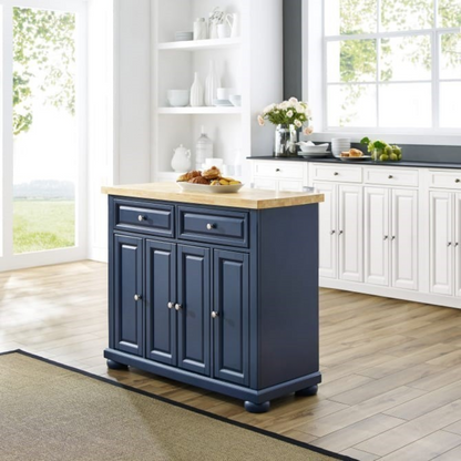 CROSLEY KF30031ANV MADISON 42 INCH TRANSITIONAL DESIGN KITCHEN ISLAND - NAVY - KF30031ANV