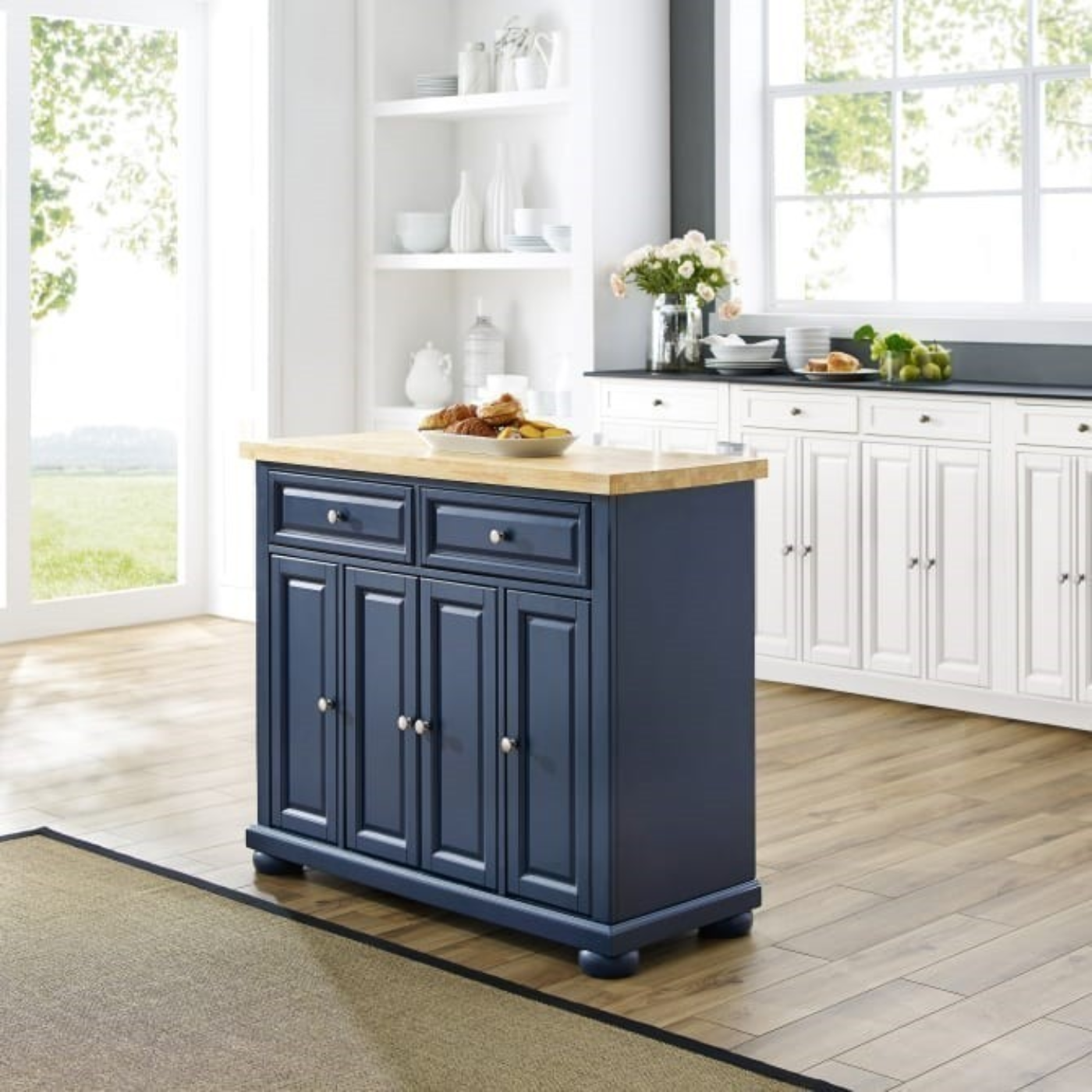 CROSLEY KF30031ANV MADISON 42 INCH TRANSITIONAL DESIGN KITCHEN ISLAND - NAVY - KF30031ANV