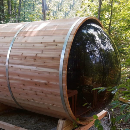 Dundalk LeisureCraft Panoramic View Knotty Cedar Barrel Sauna - DLKNOTYYCBS