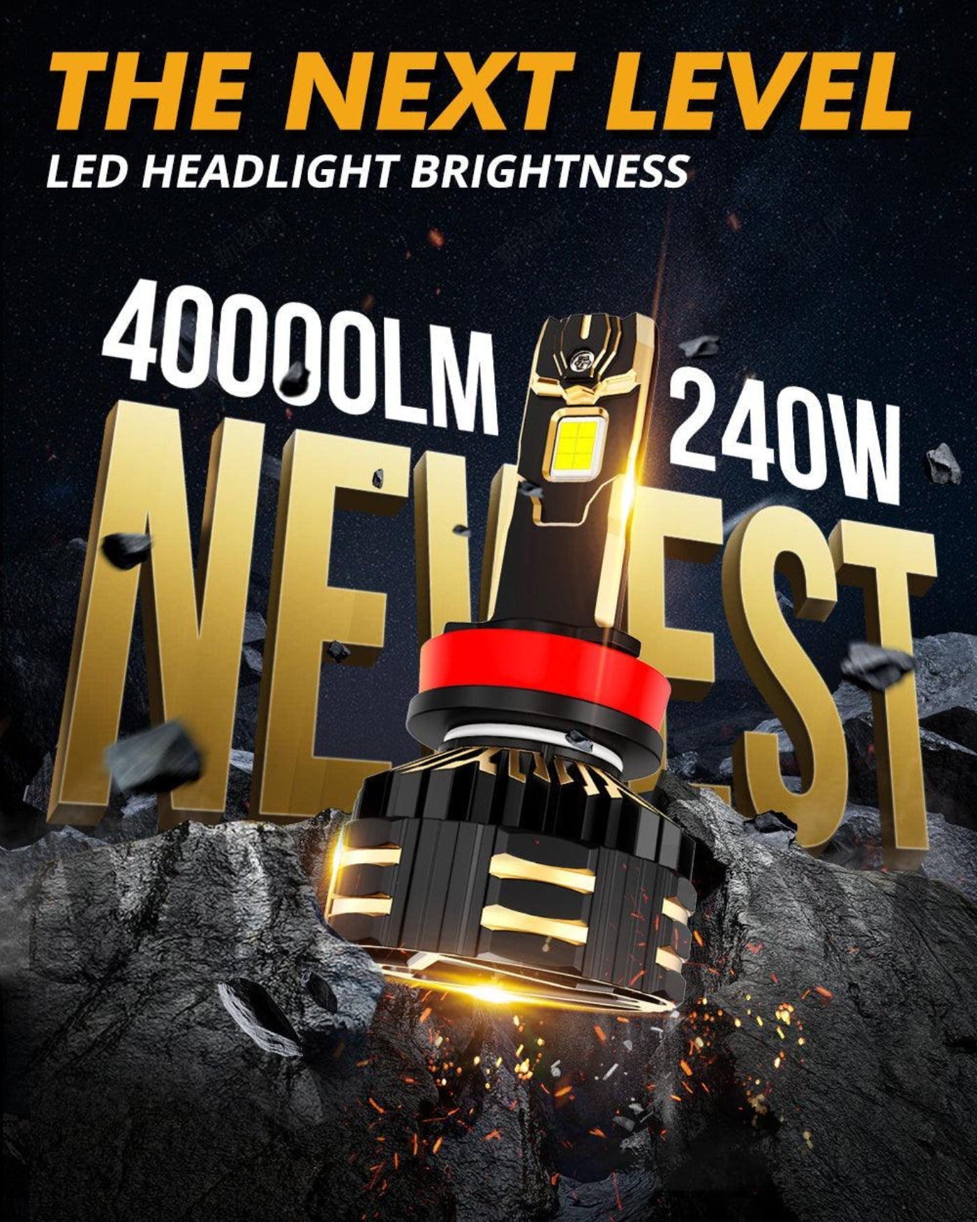 Auxbeam H11+H11 LED Headlight Bulbs 240W 40000LM GX-ULTRA Series 6500K Cool White | 4 Bulbs - GP00010786