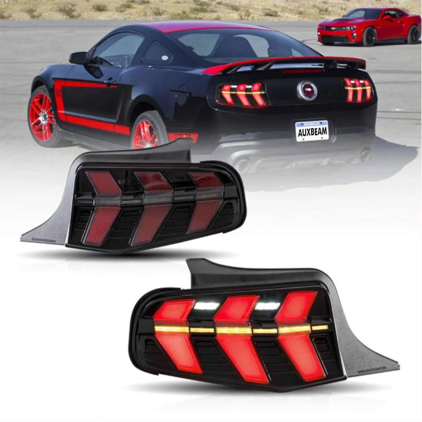 Auxbeam LED Tail Lights Assembly With Amber Sequential Turn Signal Smoked For 2010-2012 Ford Mustang 5th Gen (S-197 II) Pre-Facelift - ZC000161