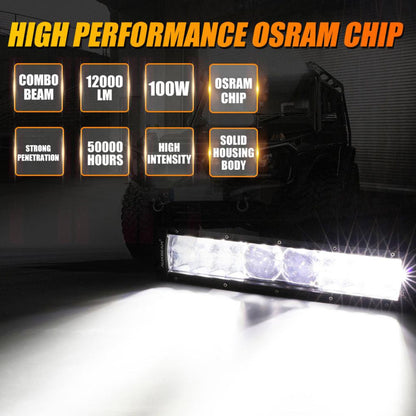 Auxbeam AR-800 RGB Switch Panel with APP+12 Inch 5D-PRO LED Light Bar, Toggle/ Momentary/ Pulsed Mode Supported - GP00012145