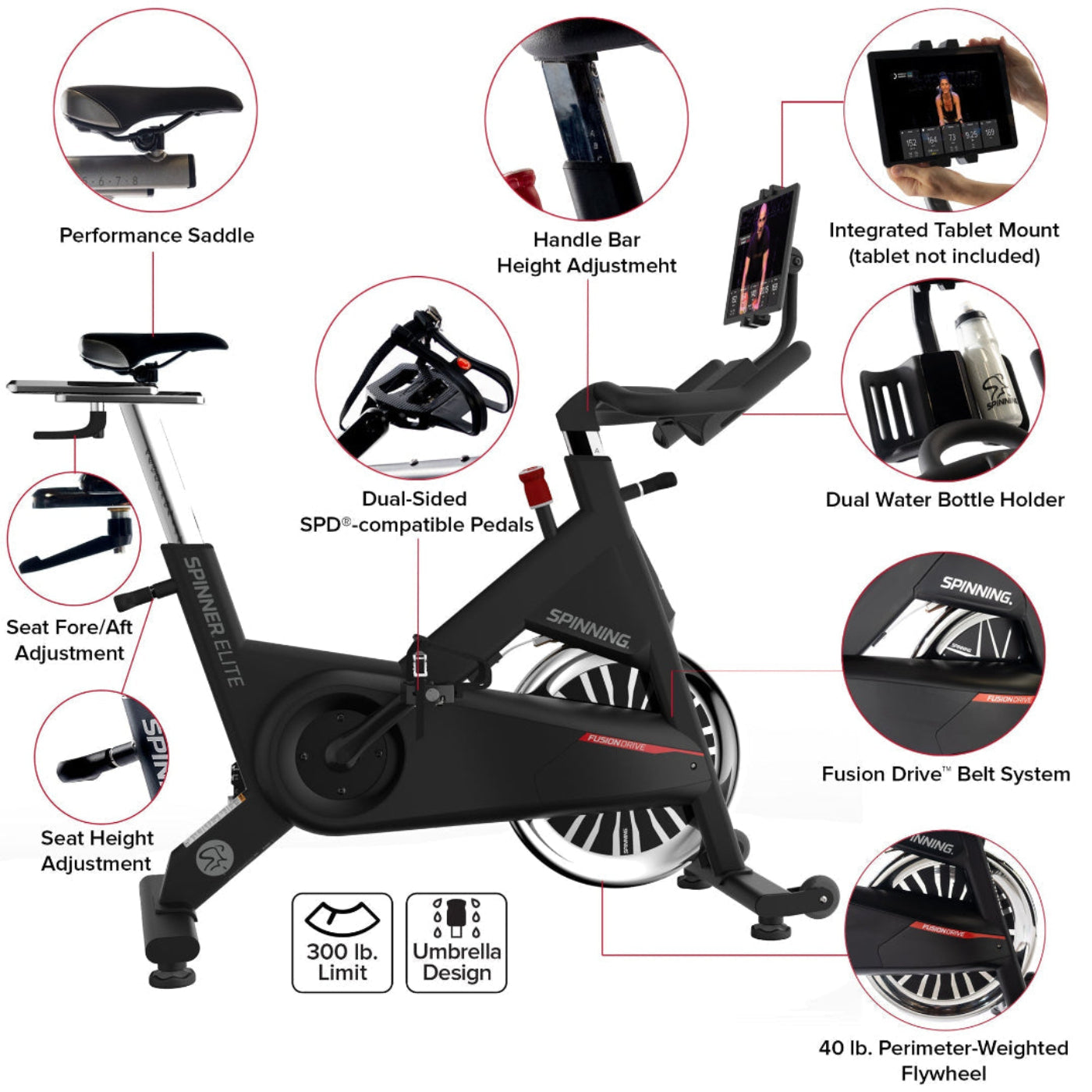 Spinning Elite Connected Home Spinner Bike - 10-033