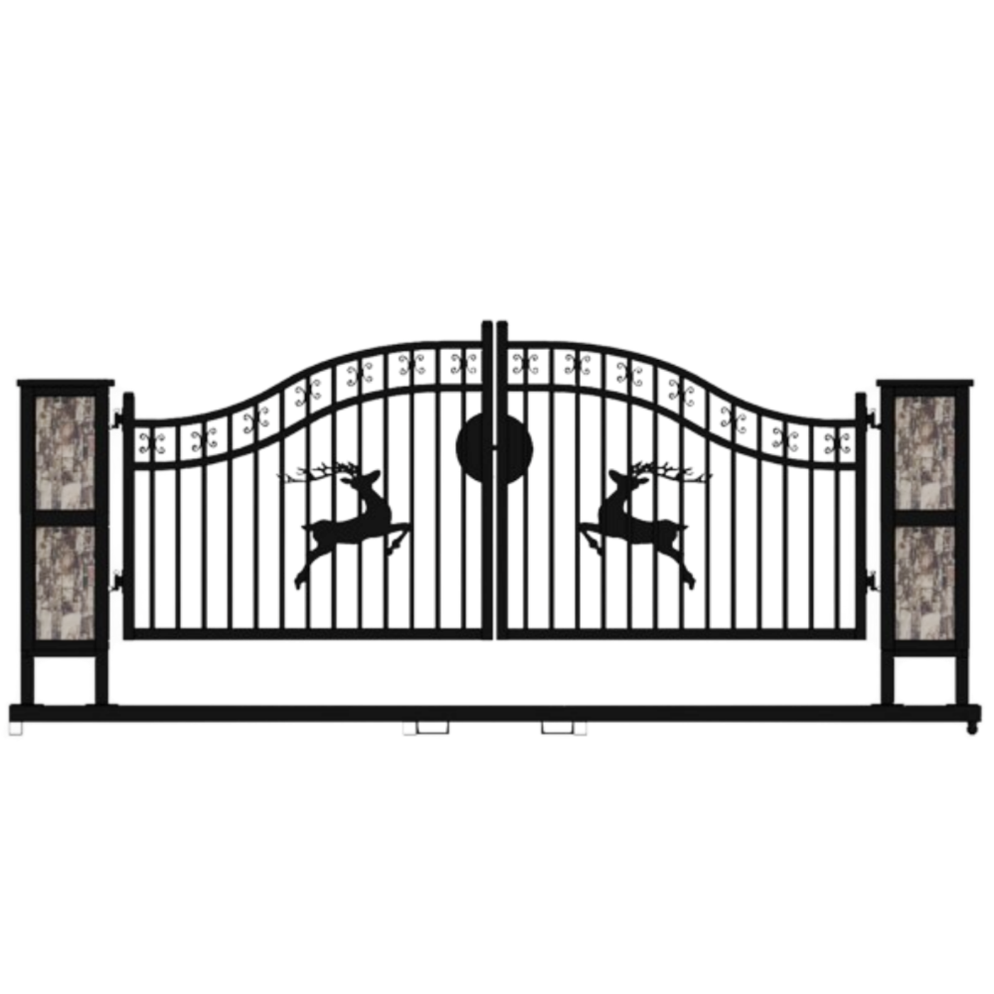 Chery Industrial [BARGAIN] 20ft Wrought Steel Driveway Gate with Post - A_II000079