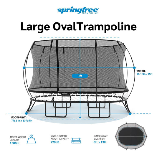 Springfree Trampoline Kids Outdoor Large Oval 8 x 13' Trampoline with Enclosure - 212963