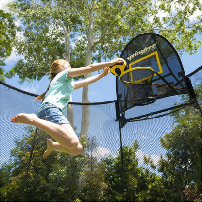 Springfree Outdoor Square 13 Foot Trampoline, Enclosure, Hoop Game, and Ladder - 215885