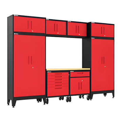 Armadillo Tough Red 9-Piece Garage Cabinet Set with Levelers and Casters - AR9PC105R