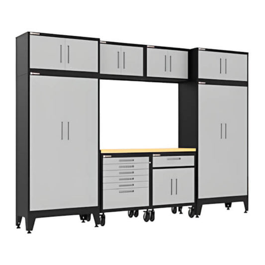 Armadillo Tough Grey 9-Piece Garage Cabinet Set with Levelers and Casters - AR9PC105G