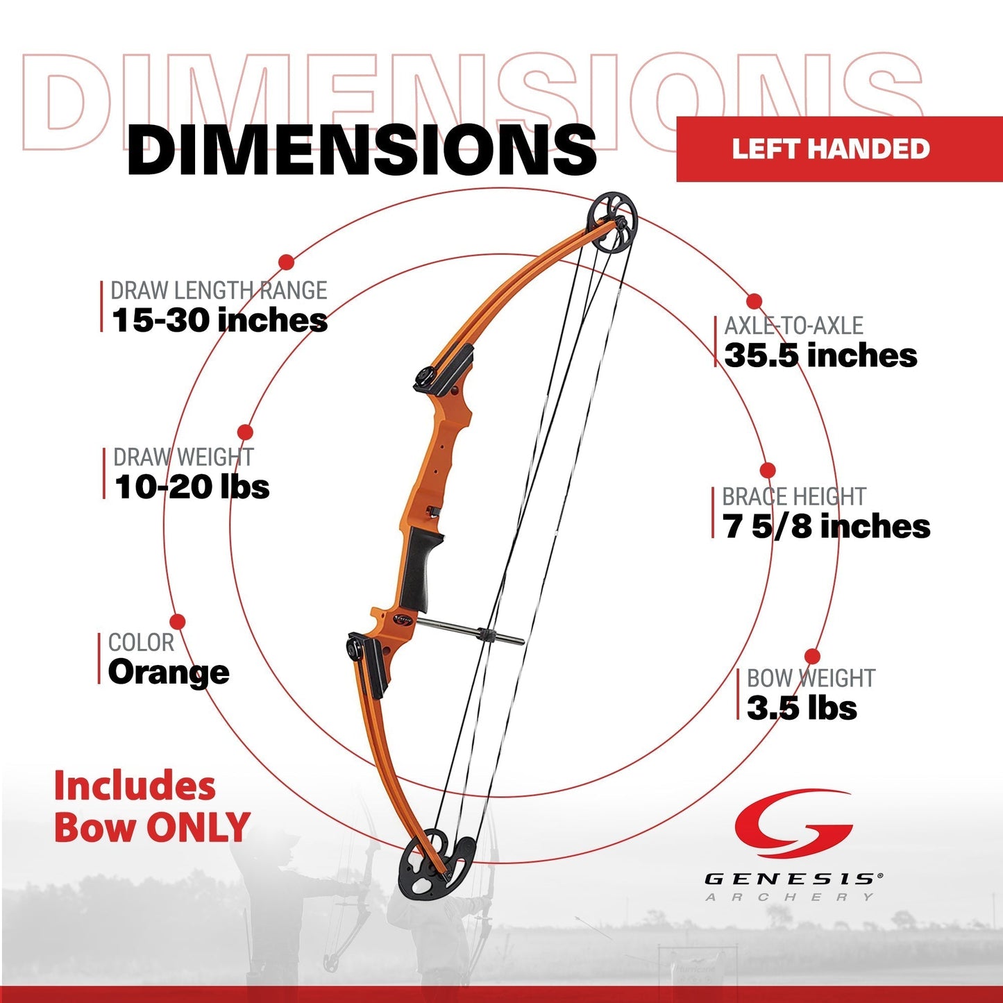 Genesis Archery Original Adjustable Left Handed Compound Bow, Orange (2 Pack) - 323554