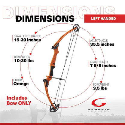 Genesis Archery Original Adjustable Left Handed Compound Bow, Orange (2 Pack) - 323554