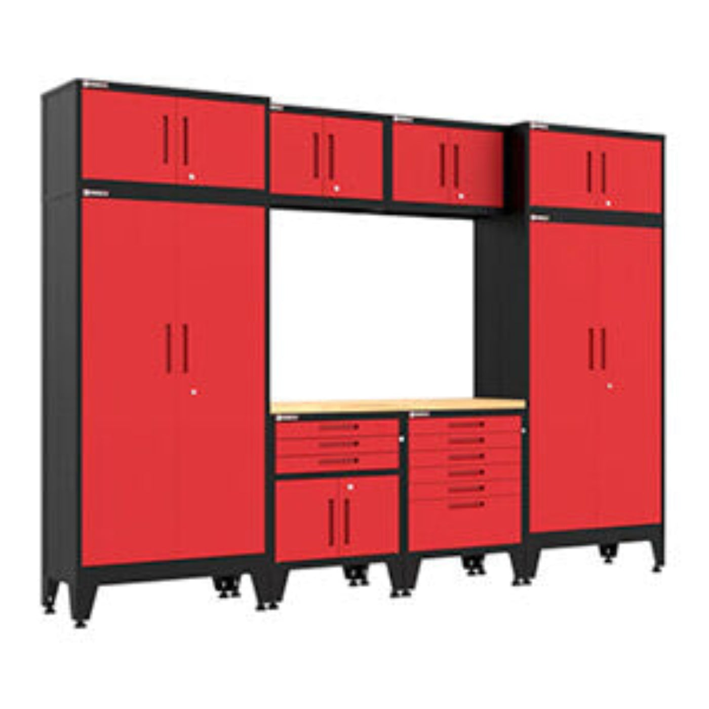 Armadillo Tough Red 9-Piece Garage Cabinet Set with Levelers - AR9PC112R