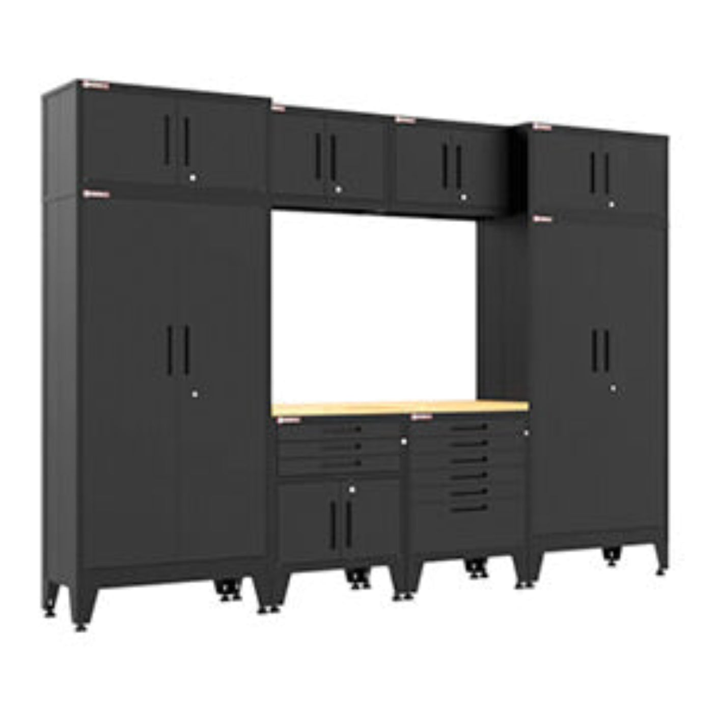 Armadillo Tough Black 9-Piece Garage Cabinet Set with Levelers - AR9PC112B