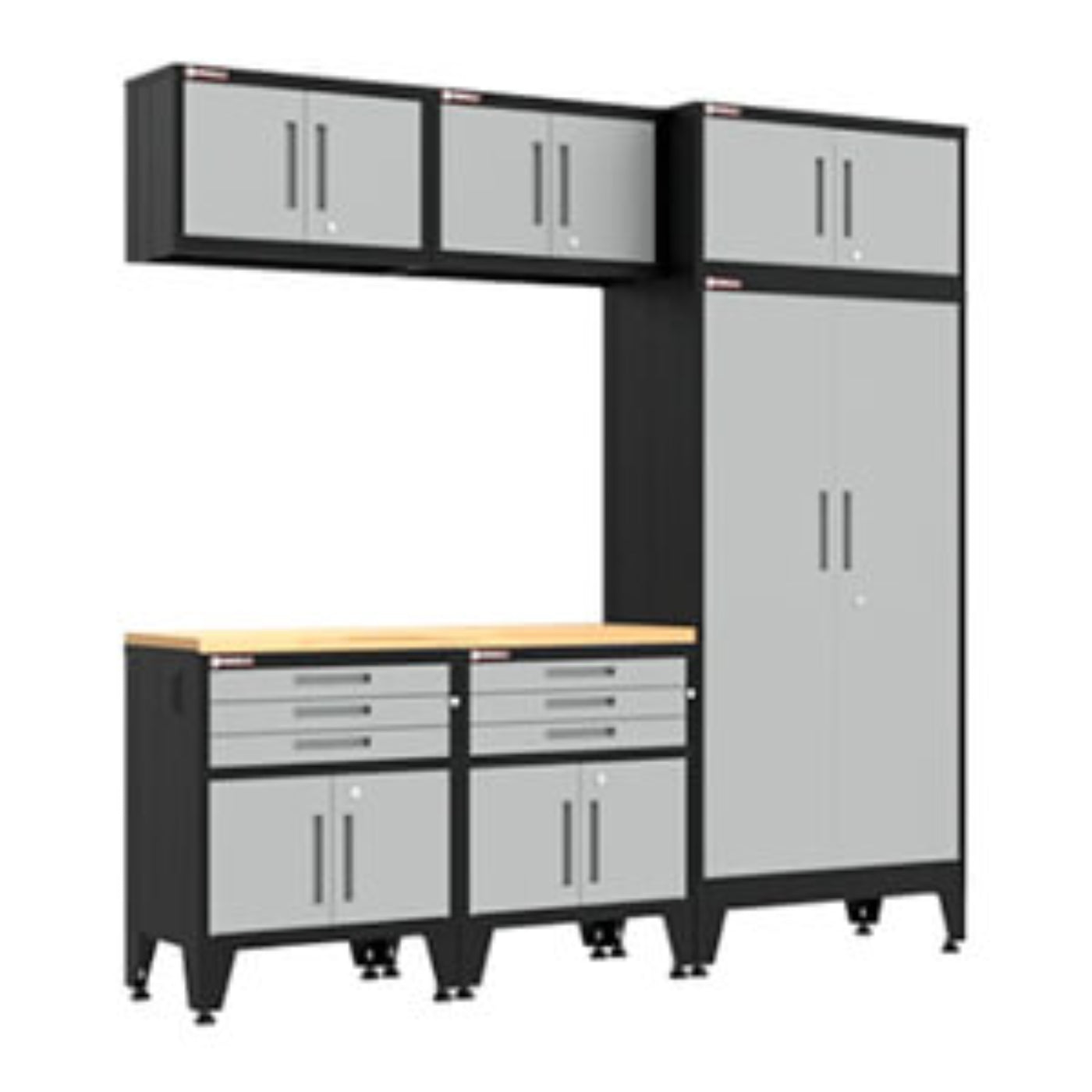 Armadillo Tough Grey 7-Piece Garage Cabinet Set with Levelers - AR6PC113G