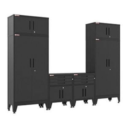 Armadillo Tough Black 6-Piece Garage Cabinet System with Levelers - AR6PC115B