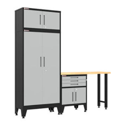 Armadillo Tough Grey 4-Piece Garage Cabinet Set with Levelers - AR4PC117G