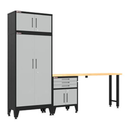 Armadillo Tough Grey 4-Piece Garage Cabinet Set with Levelers - AR4PC118G