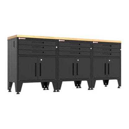 Armadillo Tough Black 4-Piece Garage Cabinet Set with Levelers - AR4PC119B