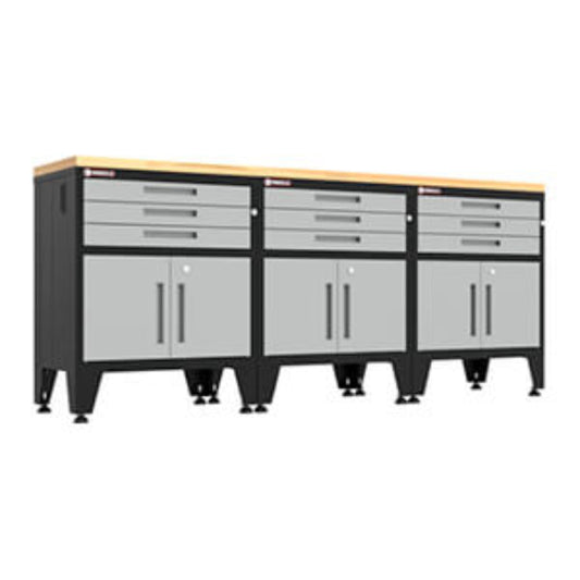 Armadillo Tough Grey 4-Piece Garage Cabinet Set with Levelers - AR4PC119G