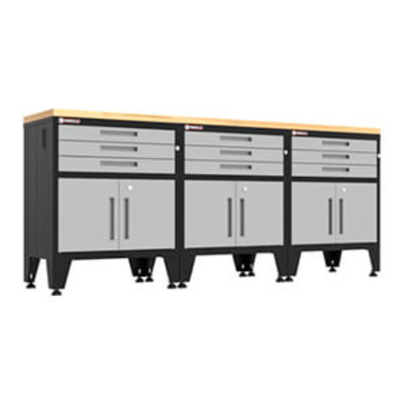 Armadillo Tough Grey 4-Piece Garage Cabinet Set with Levelers - AR4PC119G