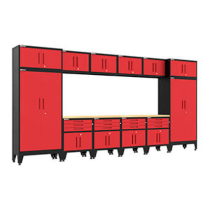 Armadillo Tough Red 14-Piece Garage Cabinet Set with Levelers  - AR14PC120R