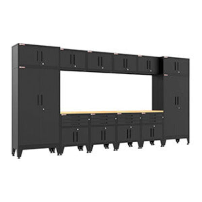 Armadillo Tough Black 14-Piece Garage Cabinet Set with Levelers - AR14PC120B