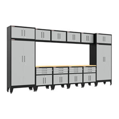 Armadillo Tough Grey 14-Piece Garage Cabinet Set with Levelers - AR14PC120G