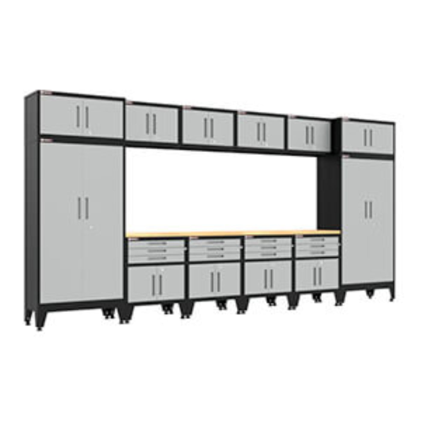 Armadillo Tough Grey 14-Piece Garage Cabinet Set with Levelers - AR14PC120G