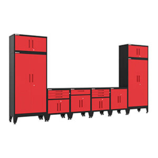Armadillo Tough Red 8-Piece Garage Cabinet Set with Levelers - AR8PC122R
