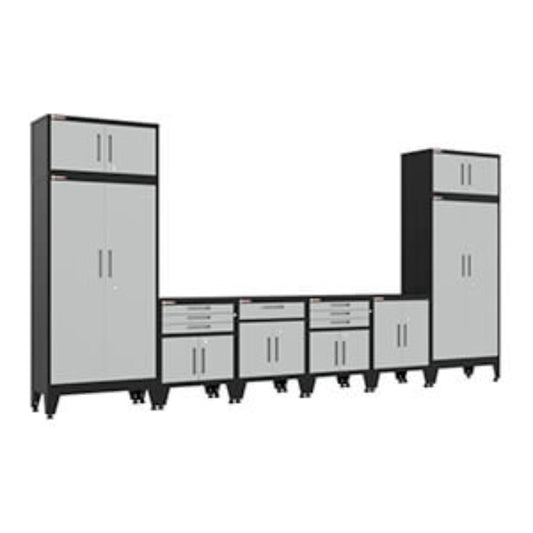 Armadillo Tough Grey 8-Piece Garage Cabinet Set with Levelers - AR8PC122G