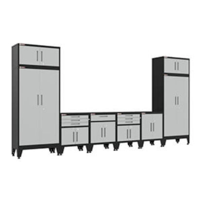 Armadillo Tough Grey 8-Piece Garage Cabinet Set with Levelers - AR8PC122G