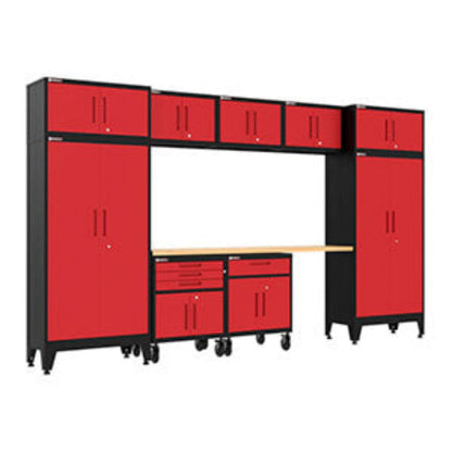 Armadillo Tough Red 10-Piece Garage Cabinet Set with Levelers and Casters - AR10PC123R