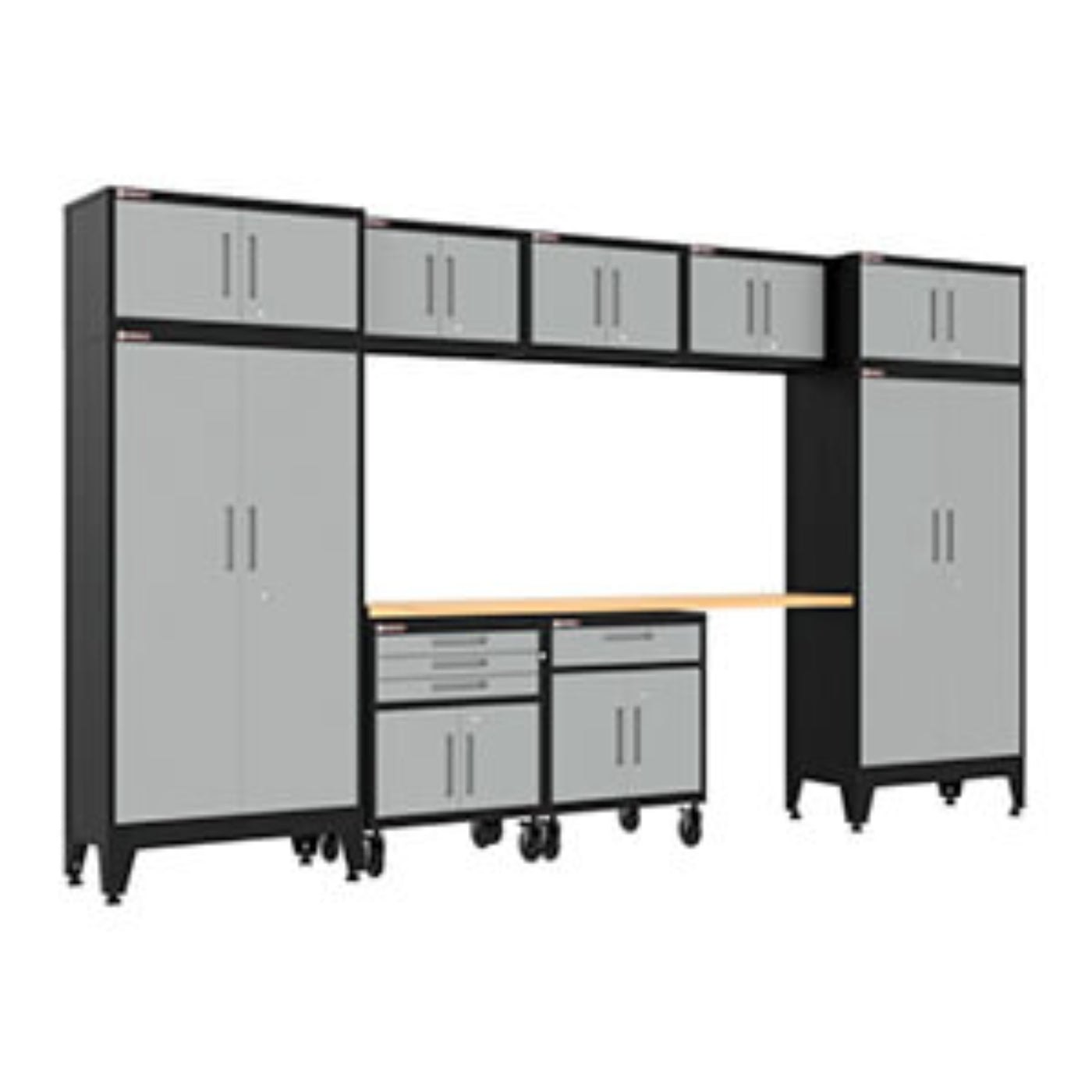 Armadillo Tough Grey 10-Piece Garage Cabinet Set with Levelers and Casters - AR10PC123G
