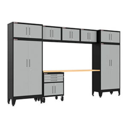Armadillo Tough Grey 9-Piece Garage Cabinet Set with Levelers and Casters - AR9PC124G