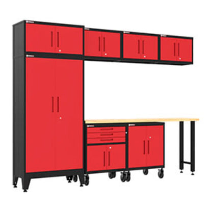 Armadillo Tough Red 8-Piece Garage Cabinet Set with Levelers and Casters - AR8PC126R