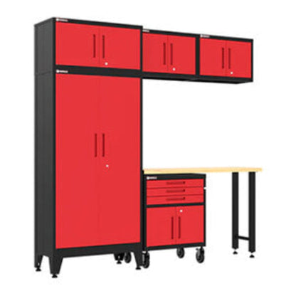 Armadillo Tough Red 6-Piece Garage Cabinet Set with Levelers and Casters - AR6PC128R