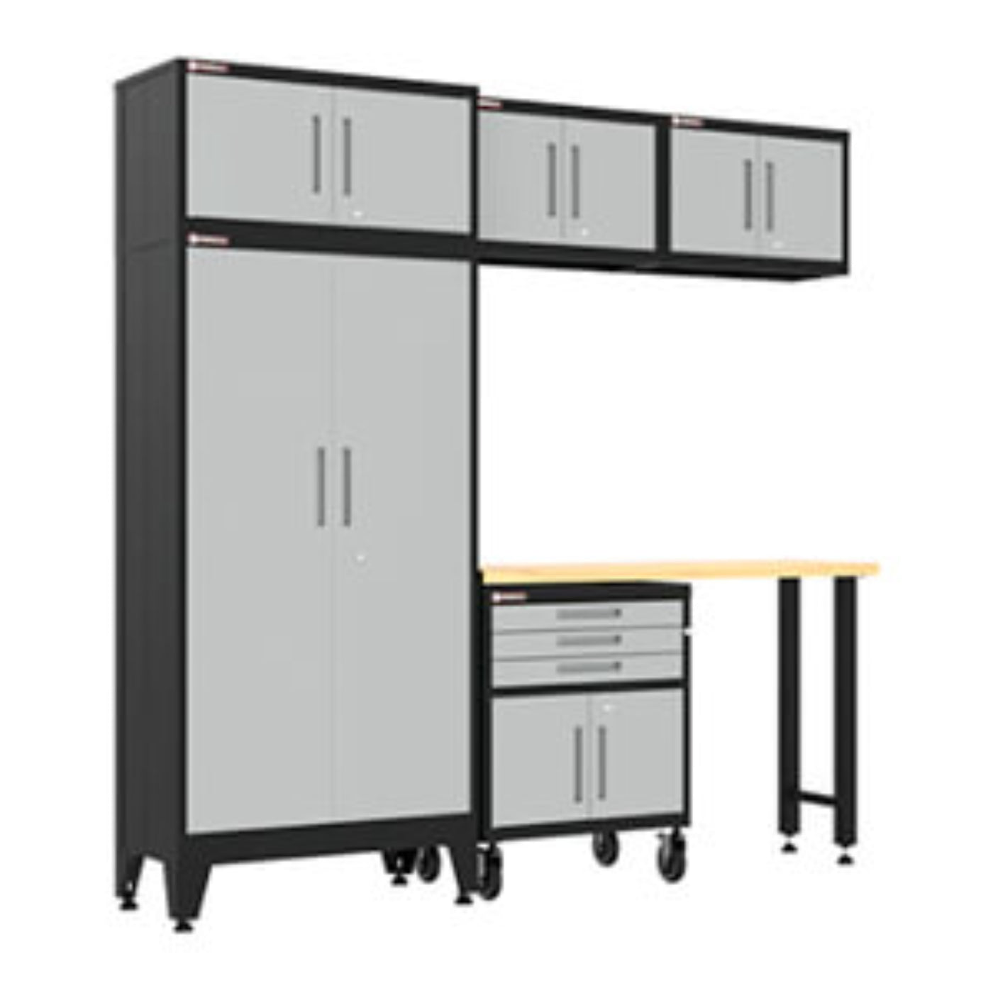 Armadillo Tough Grey 6-Piece Garage Cabinet Set with Levelers and Casters - AR6PC128G