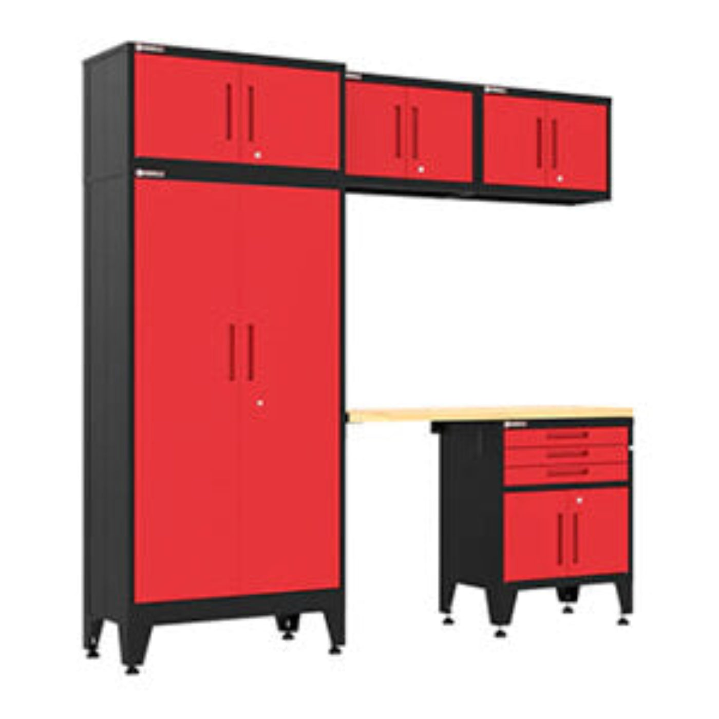 Armadillo Tough Red 6-Piece Garage Cabinet Set with Levelers - AR6PC129R