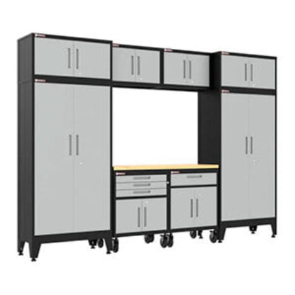 Armadillo Tough Grey 9-Piece Garage Cabinet Set with Levelers and Casters - AR9PC130G